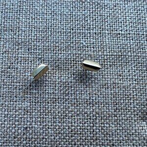 Rebecca Minkoff gold tone small bar stud earrings with bag